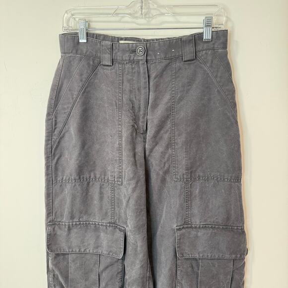 Abercrombie & Fitch Women’s High Rise Baggy Cargo Pant Grey Wide Leg Tie 4S 27 - Picture 4 of 8